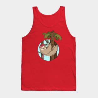 Cute Christmas Sloth Illustration // Festive Animal Cartoon // Sloth Lover Tank Top